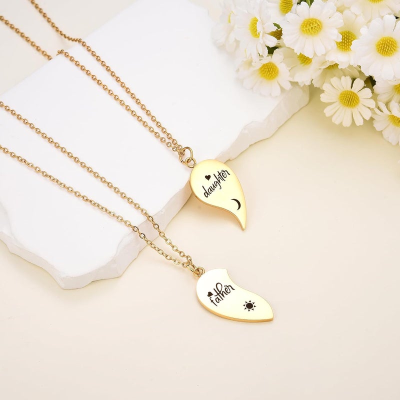 Yonhon Father Daughter Necklace for 2, Father Daughter Matching Bracelet Set for 2 - Image 2